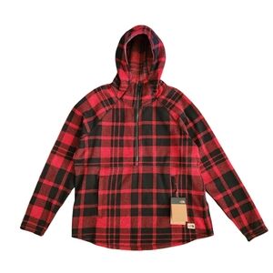 The North Face Womens XL Buffalo Plaid Fleece Sweater Half Zip Pullover